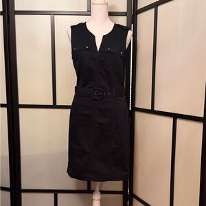 Banana Republic Black Sleeveless Belted Shirt-Dress